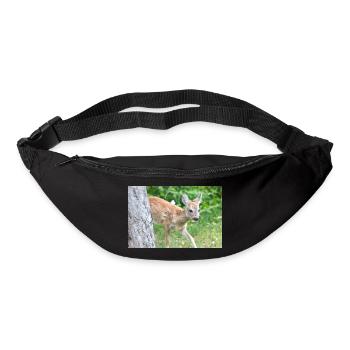 Fauve de cerf (Capreolus capreolus, cerf, faon, fauve) - Sac banane - noir - Devant