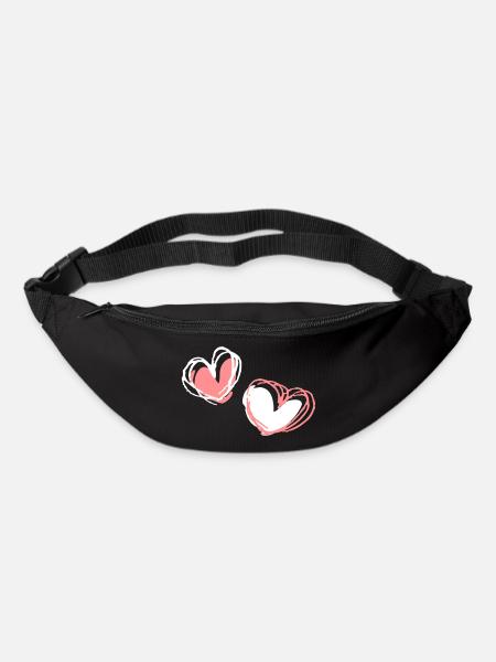 Zwei Herzformen - Gürteltasche - Schwarz