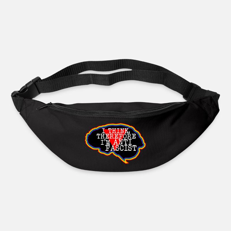 Gehirn. Ich denke, deshalb bin ich ein Antifaschist - Gürteltasche - Schwarz