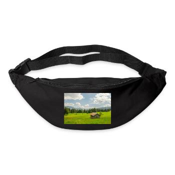 Mountain meadow with hut in front of the Alps - Bum bag - black - Front