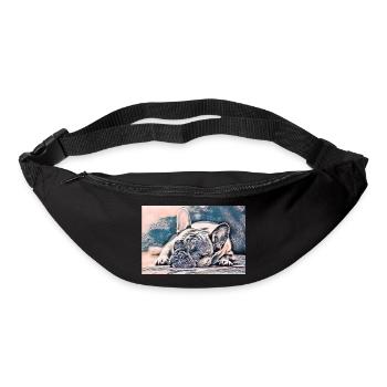 Cadeau de chien de bouledogue français frenchie - Sac banane - noir - Devant