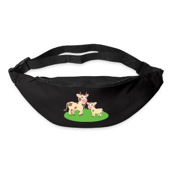 Kuh mit Kalb - Gürteltasche - Schwarz - Vorne