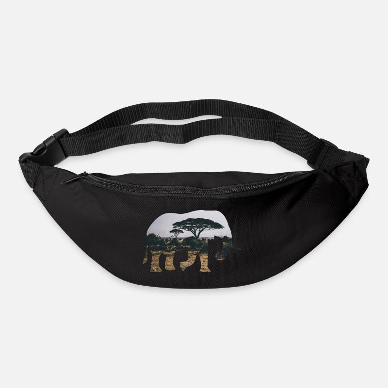 Elefant Savanne Silhouette - Gürteltasche - Schwarz
