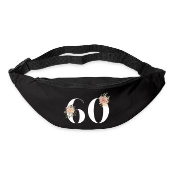 60e anniversaire fleuris (Cadeau de 60 ans) - Sac banane - noir - Devant