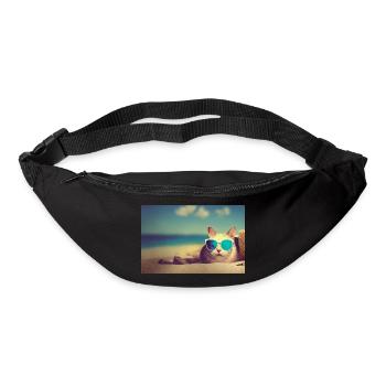 Katze mit Sonnenbrille - Gürteltasche - Schwarz - Vorne