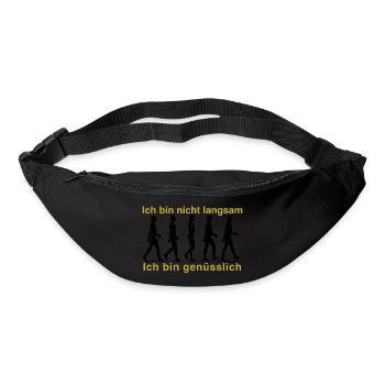 T-Shirt|Aufdruck|Langsam|Genüsslich|Chillen| - Gürteltasche - Schwarz - Vorne