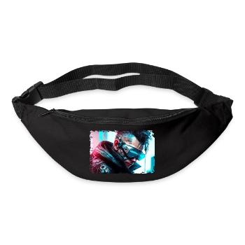 Cyber soldier or punk in neon sci-fi style - Bum bag - black - Front