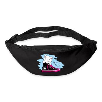 Lustiges weißes Kätzchen, das aus einem Turnschuh schaut - Gürteltasche - Schwarz - Vorne