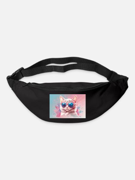 Rosa Katze - Gürteltasche - Schwarz