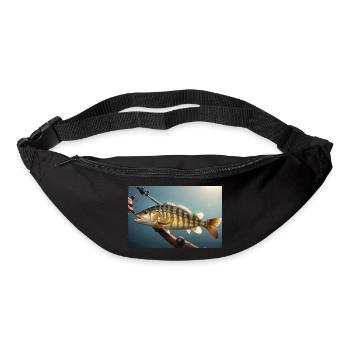 Großer Barsch Fisch am Haken - Gürteltasche - Schwarz - Vorne