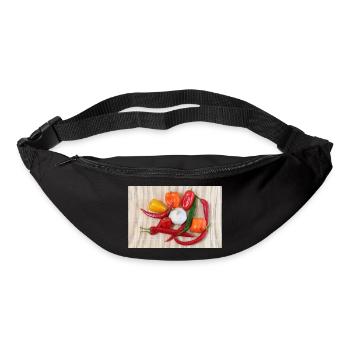 Colorful chili peppers and garlic - Bum bag - black - Front