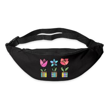 Blumen - Gürteltasche - Schwarz - Vorne