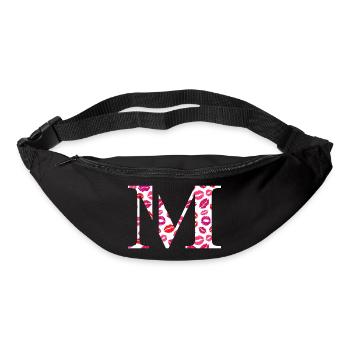 Lettre m bisous - Sac banane - noir - Devant