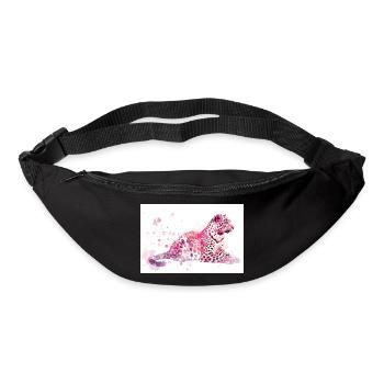 Léoparden rose Aquarelle - Sac banane - noir - Devant