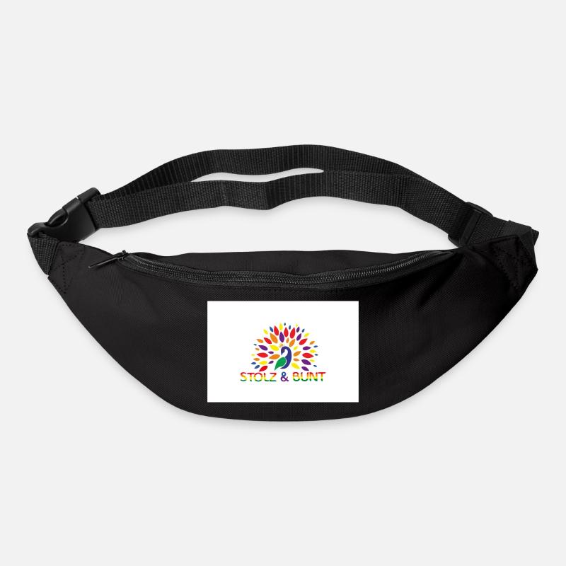 Pfau - stolz und bunt - Gürteltasche - Schwarz
