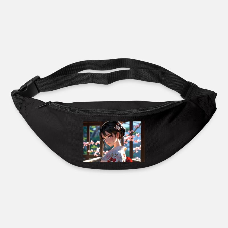 Geisha colorée à l’élégance traditionnelle - Sac banane - noir