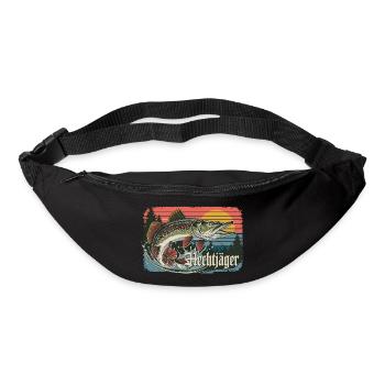 Hechtjäger Retro Angeln Vintage Raubfisch Angler - Gürteltasche - Schwarz - Vorne