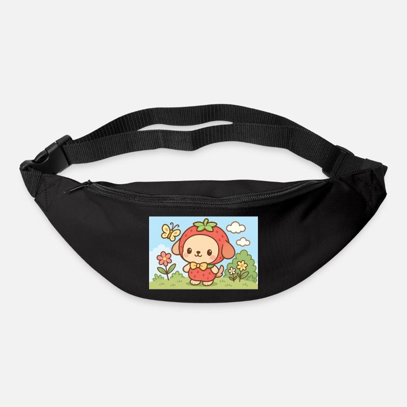 Erdbeer-Hunde-Charakter-Design - Gürteltasche - Schwarz
