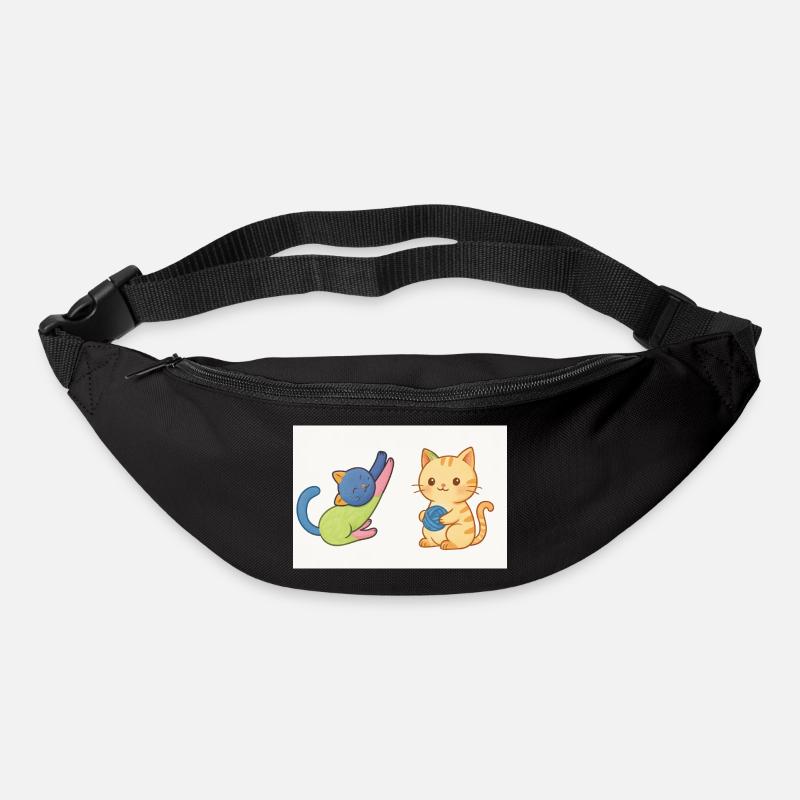 Verspieltes Duo aus Kätzchen und Garn - Gürteltasche - Schwarz