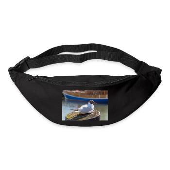 Möwe im Büsumer Hafen Deutschland Poster - Gürteltasche - Schwarz - Vorne