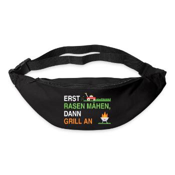 Erst Rasen mähen, dann Grill an – Gärtner Spruch - Gürteltasche - Schwarz - Vorne