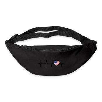 Amerika Herzschlag USA Geschenk fuer Amerikaner - Gürteltasche - Schwarz - Vorne