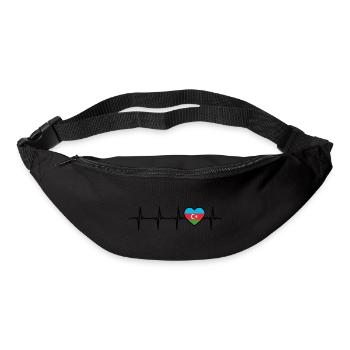 Drapeau de battement de cœur de l’Azerbaïdjan Azerbaïdjan - Sac banane - noir - Devant