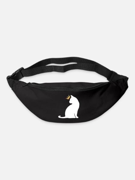 Krone Katze - Gürteltasche - Schwarz