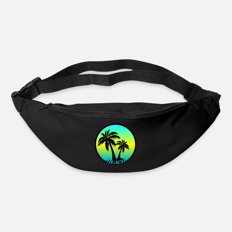 Buntes Beach Logo mit Palmen - Gürteltasche - Schwarz