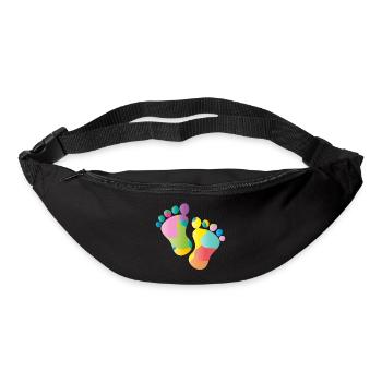 kunterbunte Baby Fußabdrücke - Gürteltasche - Schwarz - Vorne