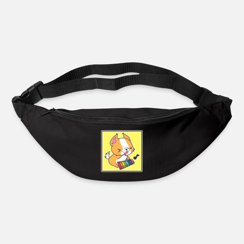 Hund mit Xylophonist - Gürteltasche - Schwarz