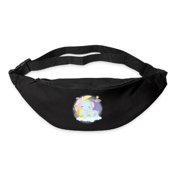 Cute elephant family on a cloud with moon - Bum bag - black - Front