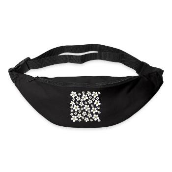 fleurs blanches, fleurs en fleurs, motif floral - Sac banane - noir - Devant
