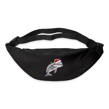 Dolphin with Christmas hat and lights - Bum bag - black - Front