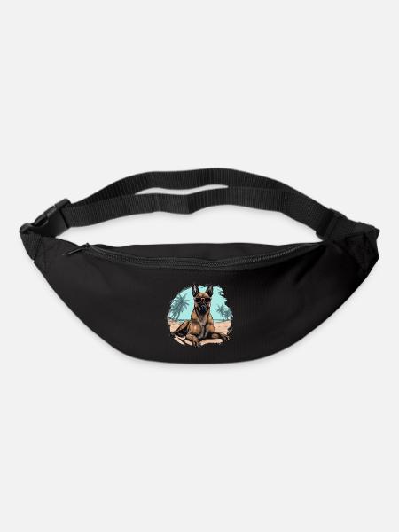 Belgian-malinois with sunglasses at the beach - Bum bag - black