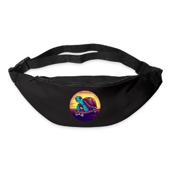 Turtle rides on a skateboard sunset - Bum bag - black - Front