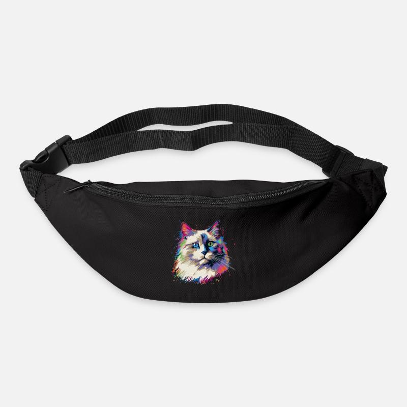 Bunte Ragdoll Katze - Gürteltasche - Schwarz