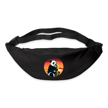 Cute panda playing saxophone in sunset - Bum bag - black - Front