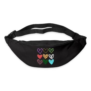 Colorful Doodle Hearts Pattern - Bum bag - black - Front