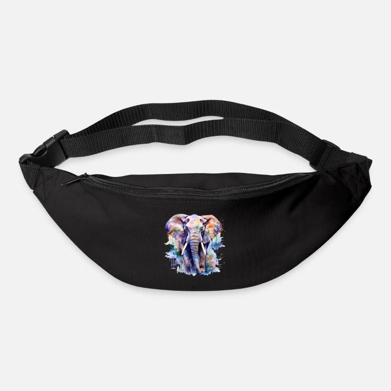 elefant, wasserfarben - Gürteltasche - Schwarz
