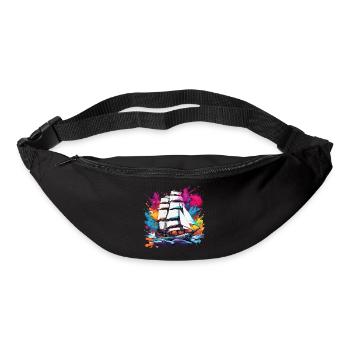 Bateau pirate / Bateau / Mer / Océan / Vagues - Sac banane - noir - Devant
