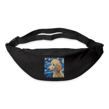Caniche, Chien, Van Gogh, Nuit Étoilée - Sac banane - noir - Devant