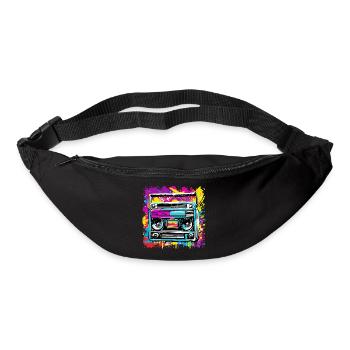 Radio / Analogique / Musique / Fréquence / Haut-parleurs - Sac banane - noir - Devant