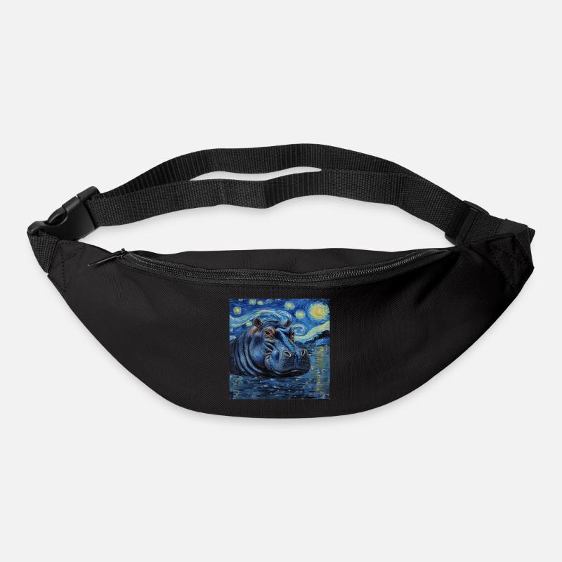 nilpferd, flusspferd, hippo, tier, van gogh - Gürteltasche - Schwarz