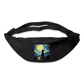 Cat, Cat Motif, Van Gogh, Starry Night - Bum bag - black - Front