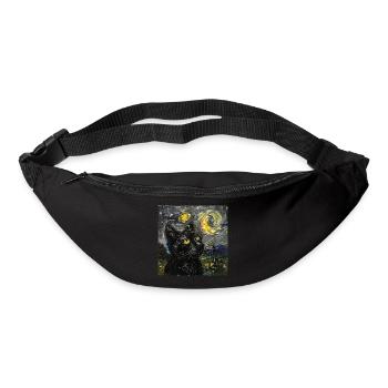 Cat, Cat Motif, Van Gogh, Starry Night - Bum bag - black - Front