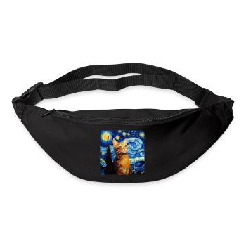Cat, Cat Motif, Van Gogh, Starry Night - Bum bag - black - Front