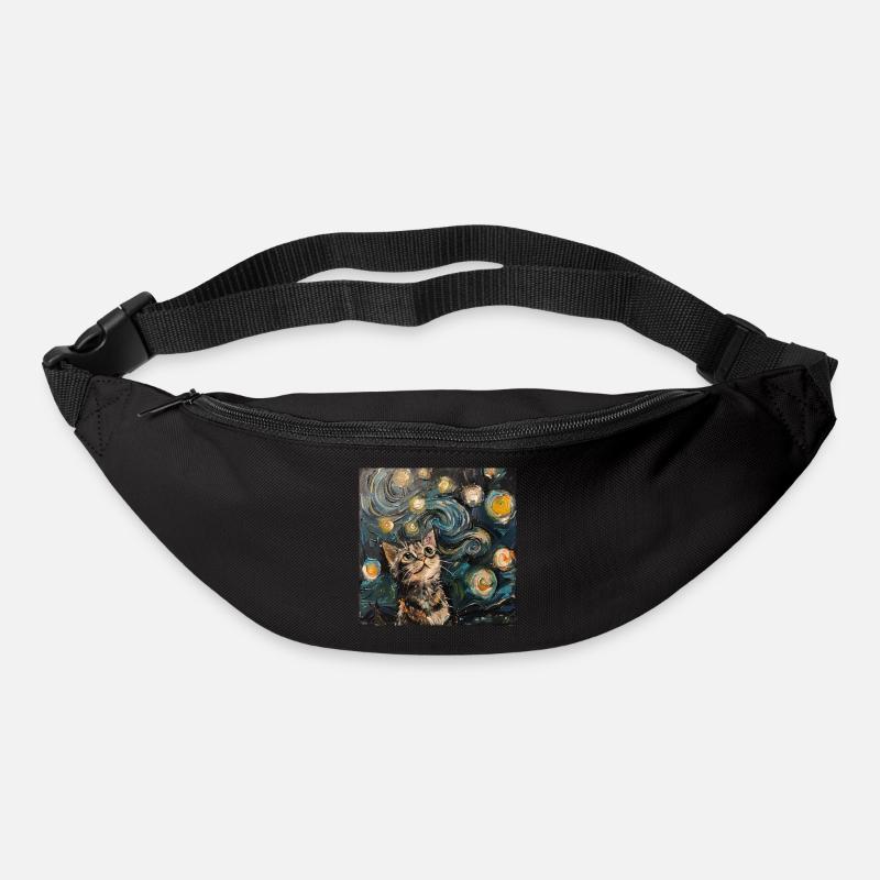 Chat, motif de chat, cadeau - Sac banane - noir