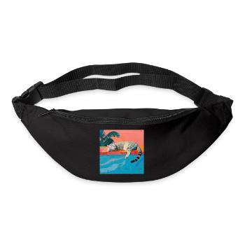 Chat, motif chat, pop art, cadeau, idée cadeau - Sac banane - noir - Devant