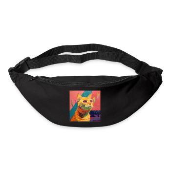 Chat, motif chat, pop art, cadeau, idée cadeau - Sac banane - noir - Devant